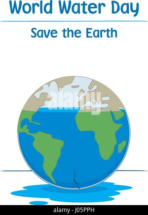 World water day with broken globe. Vector illustration Stock Vector
