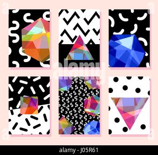 Trendy card memphis style design. Abstract geometric elements. Layout template poster, card, invitation, brochure, flyer Stock Vector