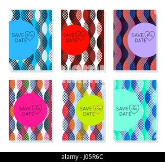 Invitation card design template set. Editable layout for birthday, party invitation, wedding, baby shower, valentines day. Trendy geometric memphis st Stock Vector