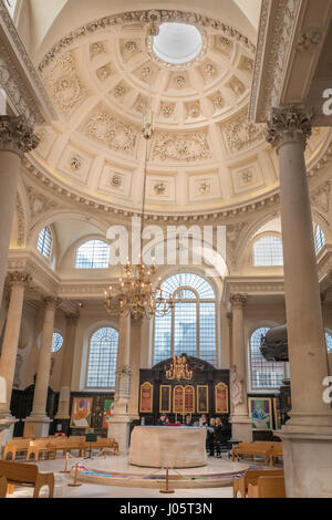 Church of St Stephen Walbrook, City of London, England,  built by Christopher Wren after the fire of London in 1666. Stock Photo