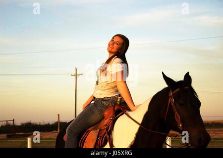 girl on horse Stock Photo