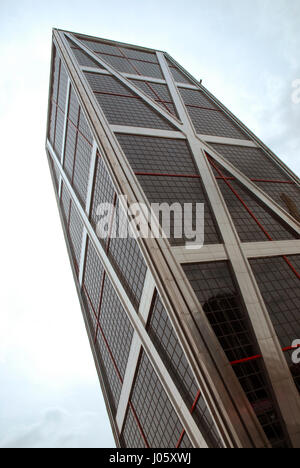 The Leaning Towers, La Puerta de Europa known as Torres KIO at Paseo de la Castellana, Madrid, Spain. Stock Photo