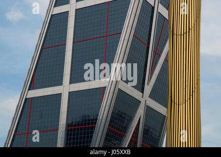 The Leaning Towers, La Puerta de Europa known as Torres KIO at Paseo de la Castellana, Madrid, Spain. Stock Photo