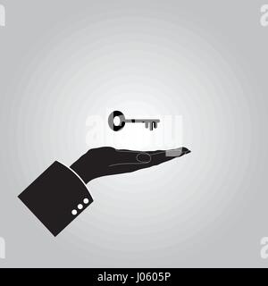 hand with keys icon on the white background Stock Vector