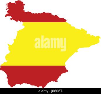 Map of Spain with national flag isolated on white background Stock Vector