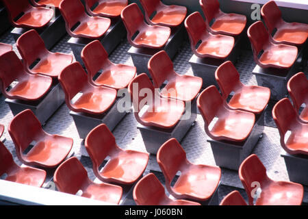 Empty plastic chairs in ship, sweden Stock Photo