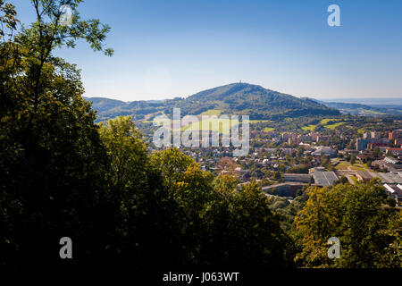 Beautiful Koprivnice panorama from Bezrucova vyhlidka viewpoint. Czech landscape Stock Photo