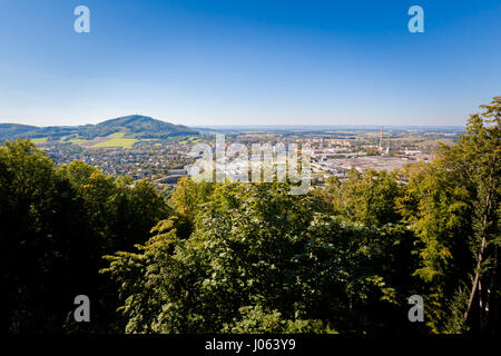 Beautiful Koprivnice panorama from Bezrucova vyhlidka viewpoint. Czech landscape Stock Photo