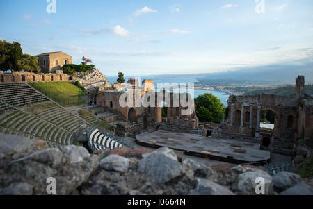 The Ancient Greek theatre of Taormina, which is located in the east coast of the, Italy. Stock Photo