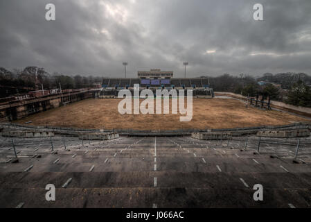 ATLANTA, USA: EERIE images have revealed the crumbling remains of an abandoned American football stadium that hosted field hockey during the 1996 Olympics. Stunning shots show disintegrating concrete stands overlooking an overgrown football field filled with dandy lions and other weeds. Other pictures show the bowels of the stadium that have suffered at the hands of vandals as graffiti adorns every wall. The spectacular snaps were taken at the Alonzo Herndon Stadium in Atlanta, USA by local photographer Jeff Hagerman (36). Stock Photo