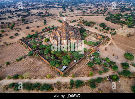 BAGAN, MYANMAR: Dhammayangyi Temple is the largest of all Buddhist temples in Bagan. It was built during the reign of King Narathu 1167-1170. AMAZING aerial drone pictures from three hundred and twenty feet in the air have been captured by an amateur photographer. Pictures and video footage shows the ancient temples around Burma, now known as Myanmar, from above. Showcasing their elegance and dominance over the landscape.  Indian engineer Pradeep Raja (28) from Tamilnadu, travelled to Bagan, Myanmar to shoot these dizzying shots, spending a total of six days on location. Stock Photo