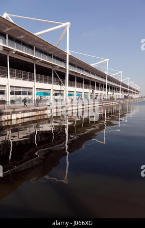 View of the waterfront section of the Excel  Exhibition Centre at the Royal Victoria Docks, Newham, London Stock Photo