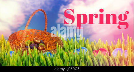 Easter greeting against glowing background Stock Photo