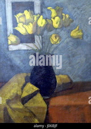 Still Life with Yellow Tulips, a painting by Dezső Czigány, a Hungarian artist, circa 1915. Stock Photo