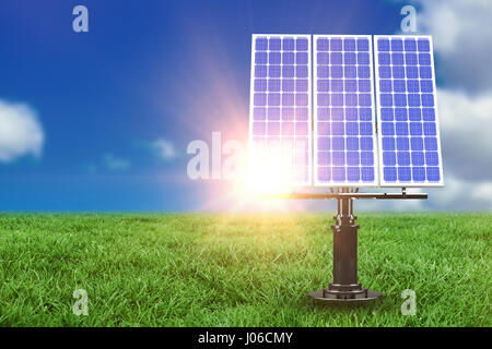 Digital composite of 3d solar panel against graphic background Stock Photo