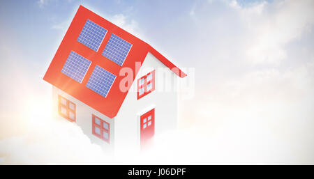 Digital composite of 3d house in blue sky Stock Photo