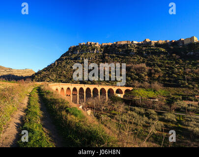 View of Assoro, little town in Sicily Stock Photo