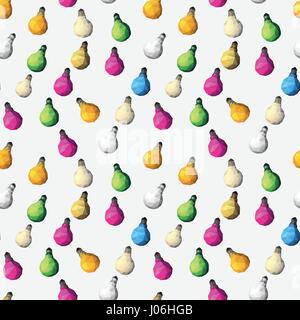 Vector seamles pattern with light bulbs. Colorful Low poly lamps illustration isolated on white background. Stock Vector