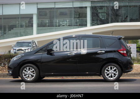 CHIANG MAI, THAILAND -APRIL 10 2017: Private New Eco Car Nissan Note. On road no.1001, 8 km from Chiangmai city. Stock Photo