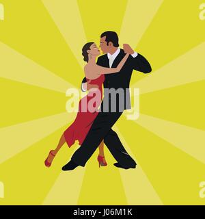 Tango dancing couple man and woman Stock Vector