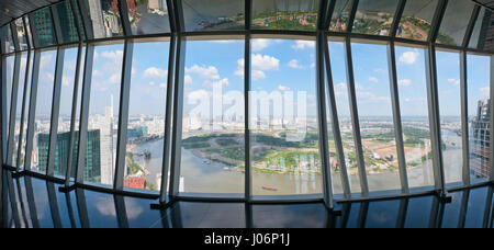 Horizontal panoramic view of Ho Chi Minh City from the Bitexco Tower in Ho Chi Minh City in Vietnam. Stock Photo