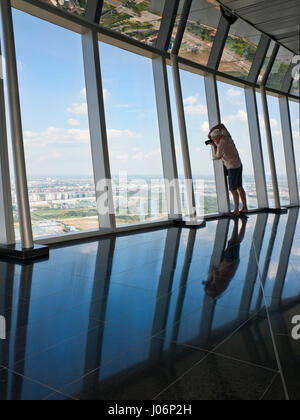 Vertical view of Ho Chi Minh City from the Bitexco Tower in Ho Chi Minh City in Vietnam. Stock Photo