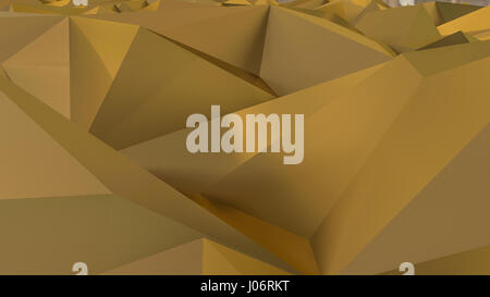 Abstract 3d rendering of gold surface. Futuristic background with lines and low poly shape. Stock Photo