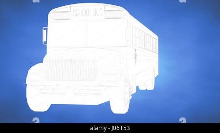 outlined 3d rendering of an auto mobile inside a blue studio Stock Photo