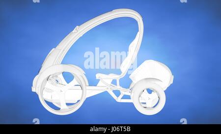 outlined 3d rendering of an auto mobile inside a blue studio Stock Photo