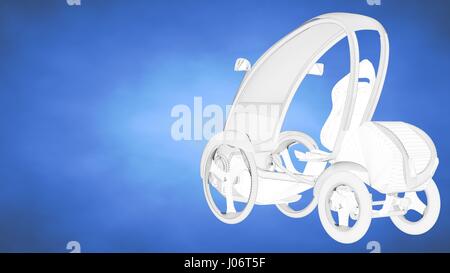 outlined 3d rendering of an auto mobile inside a blue studio Stock Photo