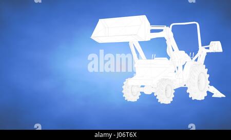 outlined 3d rendering of an auto mobile inside a blue studio Stock Photo