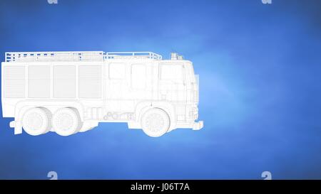 outlined 3d rendering of an auto mobile inside a blue studio Stock Photo