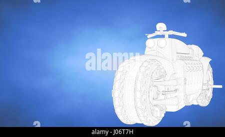 outlined 3d rendering of an auto mobile inside a blue studio Stock Photo