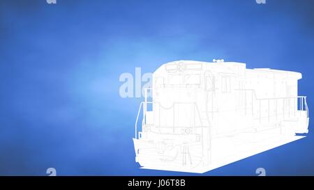 outlined 3d rendering of an auto mobile inside a blue studio Stock Photo