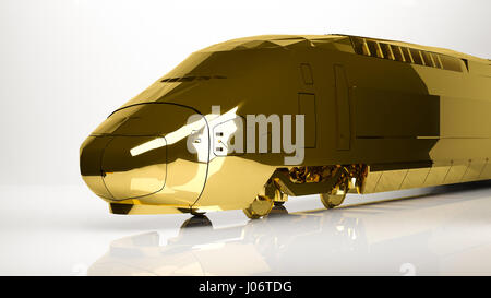 golden 3d rendering of a car inside a studio Stock Photo