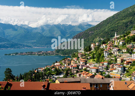 View of Bellano (Lecco, Lombardy, Italy) and the lake of Como (Lario) at summer Stock Photo