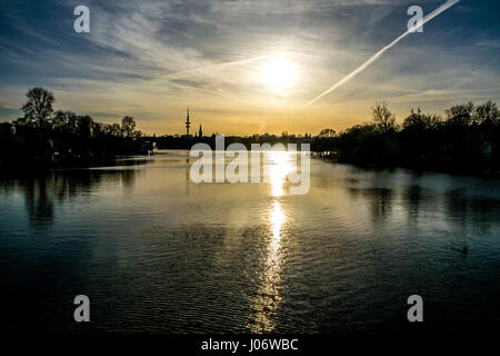 wonderful sunset in hamburg Stock Photo