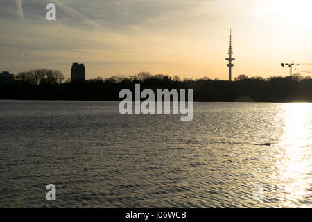 wonderful sunset in hamburg Stock Photo