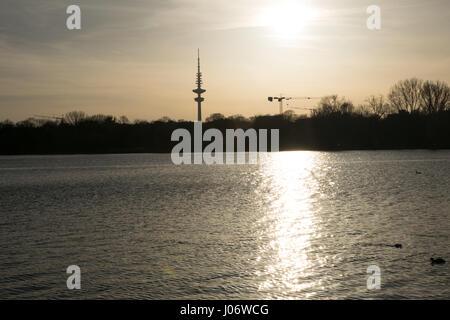 wonderful sunset in hamburg Stock Photo