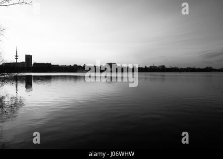 wonderful sunset in hamburg Stock Photo