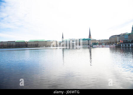 wonderful sunset in hamburg Stock Photo