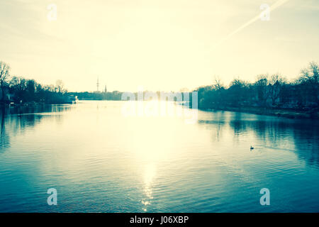 wonderful sunset in hamburg Stock Photo