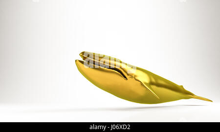 golden 3d rendering of a whle isolated on white Stock Photo
