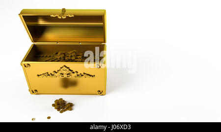 golden 3d rendering of a gold chest isolated on white Stock Photo