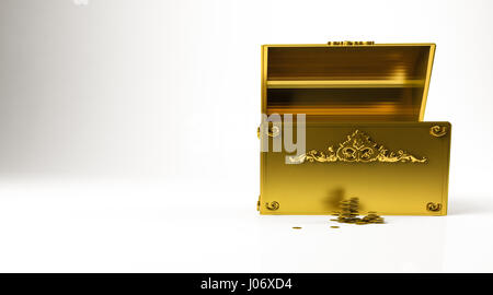 golden 3d rendering of a gold chest isolated on white Stock Photo