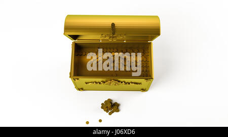 golden 3d rendering of a gold chest isolated on white Stock Photo