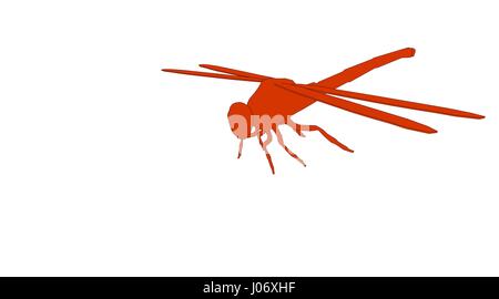 outlined dragonfly isolated on white 3d rendering Stock Photo