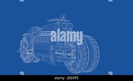 3d rendering of an outlined motor Stock Photo