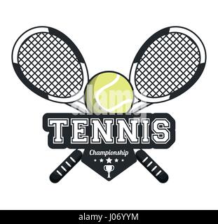 tennis sport rackets crossed ball emblem image Stock Vector