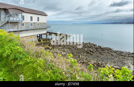 View of the new lifeboat station at Moelfre on Anglesey Stock Photo